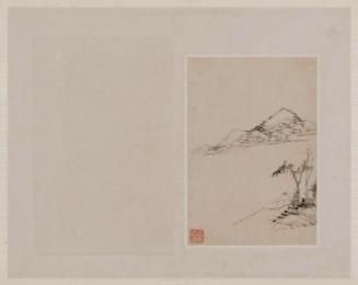 One leaf from an album of landscapes, rocks, and trees