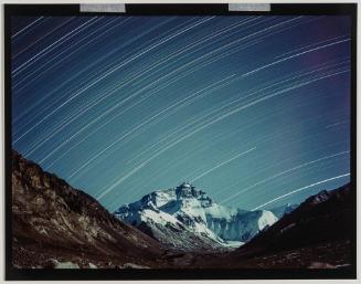 The North Face of Mt. Everest, by Moonlight with Star Tracks