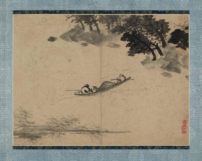 One leaf of an album of three landscapes and three calligraphies