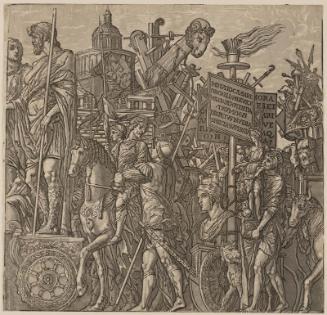 The Triumph of Caesar, Plate 2: Colossi, Siege Engines, and Standard Bearers