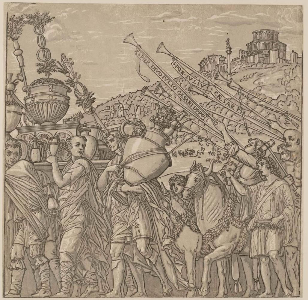 The Triumph of Caesar, Plate 4: Trumpeters and Sacrificial Oxen