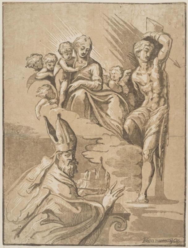 The Virgin and Child, St. Sebastian, and a Bishop
