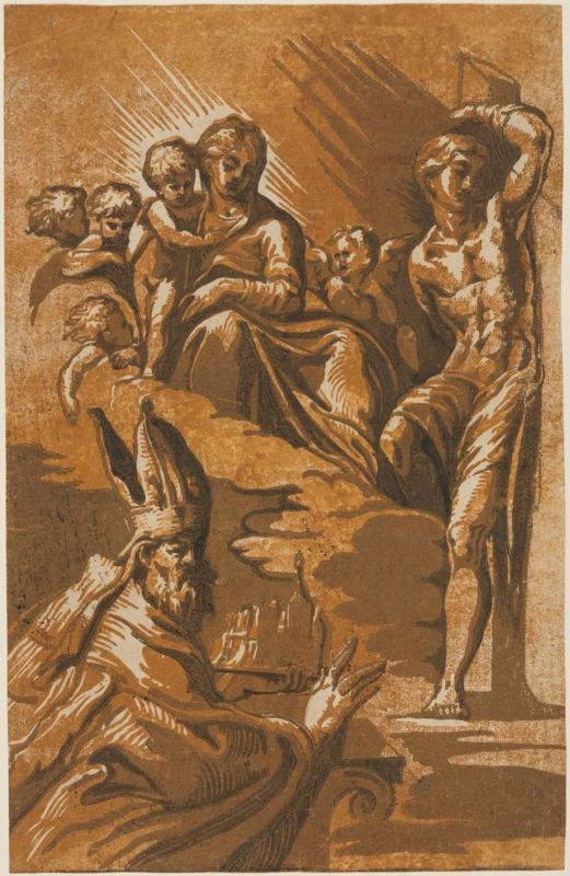The Virgin and Child, St. Sebastian, and a Bishop