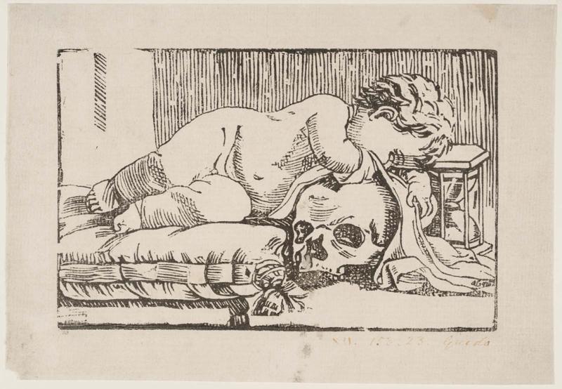 Infant Sleeping on a Skull