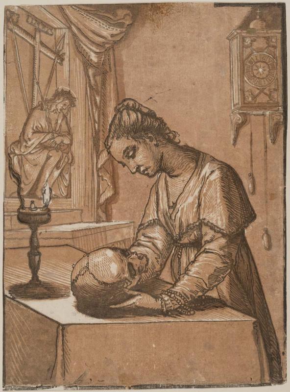 Woman Contemplating a Skull