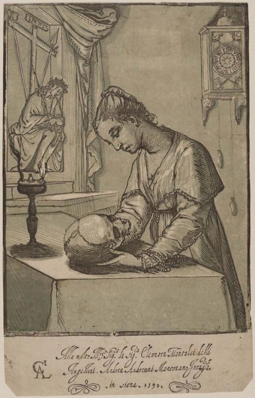 Woman Contemplating a Skull