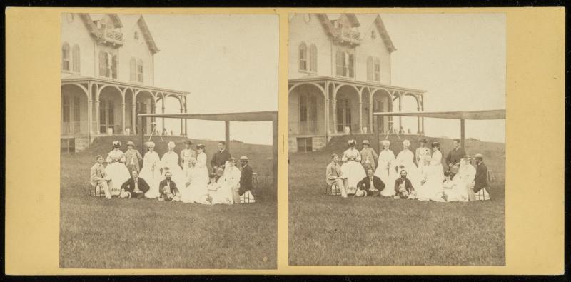 Unidentified Group Posed on Lawn of Country House