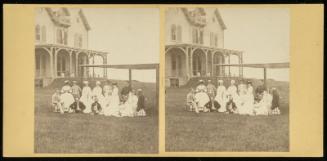 Unidentified Group Posed on Lawn of Country House