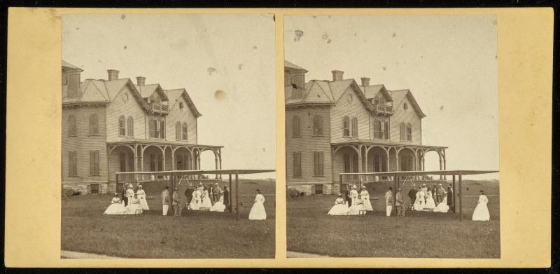 Gathering of People on Lawn of Country House