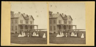 Gathering of People on Lawn of Country House