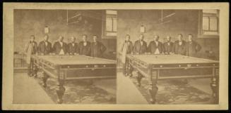 Group of Six Men Posed at Billiard Table