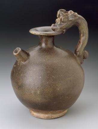 Wine ewer with brownish black glaze and dragon handle