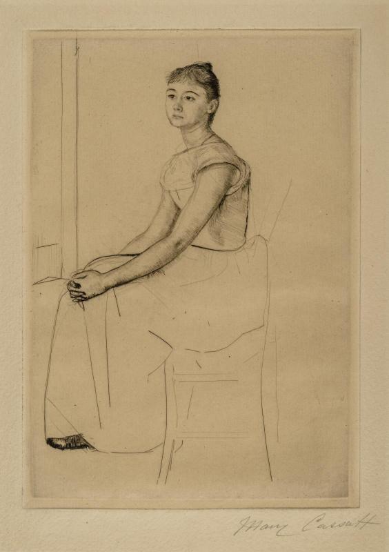 Mimi Seated, Wearing a Sleeveless Dress