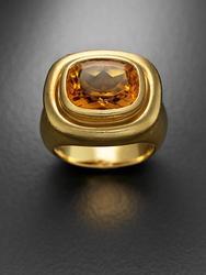 1980's Ring w/ Central Semi-Precious Stone (Citrine)
