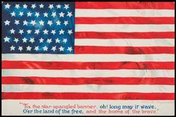 "'Tis the star-spangled banner, oh! long may it wave, 
O'er the land of the free, and the home of the brave."