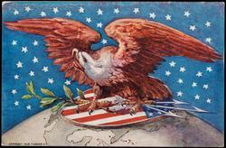 Eagle emblem on top of the earth.