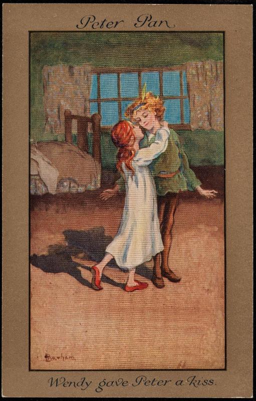 Peter Pan.
Wendy gave Peter a kiss.