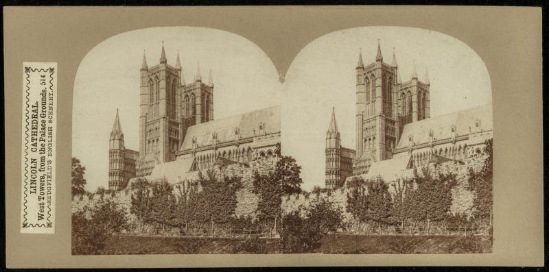 Lincoln Cathedral. West Towers, from the Palace Grounds