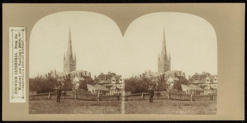Norwich Cathedral. From the Meadows near Sandling's Ferry.