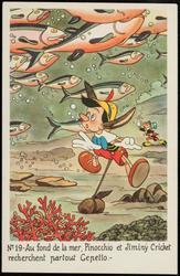 No.19 - Au fond de la mer, Pinocchio et Jiminy Cricket recherchent partout Gepetto. -