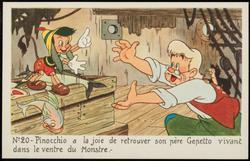 No.20 - Pinocchio a la joie de retrouver son père Gepetto vivant dans le ventre du Monstre. -