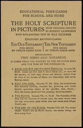 EDUCATIONAL POST-CARDS FOR SCHOOL AND HOME
THE HOLY SCRIPTURE IN PICTURES
FROM ORIGINAL DESIGNS BY ROBERT LEINWEBER WITH EXPLANATORY TEXT BY MAX ESCHNER
COLOURED ART-POST-CARDS