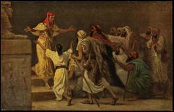 Bild III: Joseph gibt sich seinen Brüdern zu erkennen.
I. Moses 45, 1-15.
