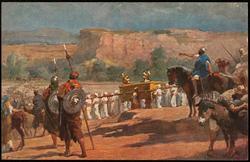 Picture I. Israel with the ark of the covenant, passes clean over Jordan on dry ground. Joshua III, 17.