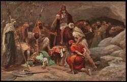 Picture IV. Joshua brings forth five Kings, hidden in a cave at Makkedah. 
Joshua X, 23.