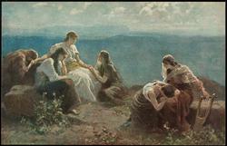 Picture IX. Jephthah's daughter and her companion in mourning. 
Judges XI, 38.