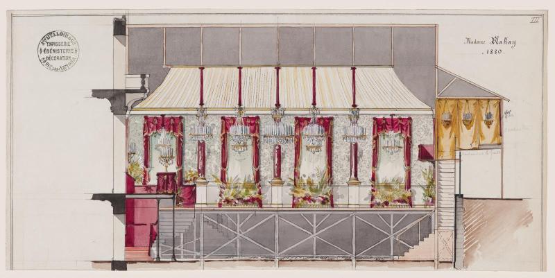 Interior study for a party hosted by Mme Mackay