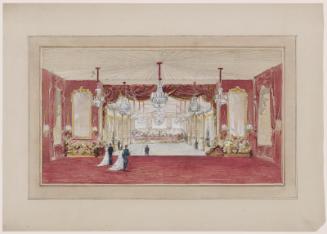 Interior study for a party hosted by Mme Mackay