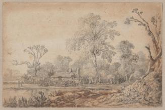 Farm by a River in a Wooded Landscape