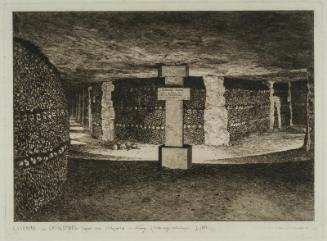 Ossuaire des catacombes d'après deux photographies de Nadar, (éclairage électrique,) 1862