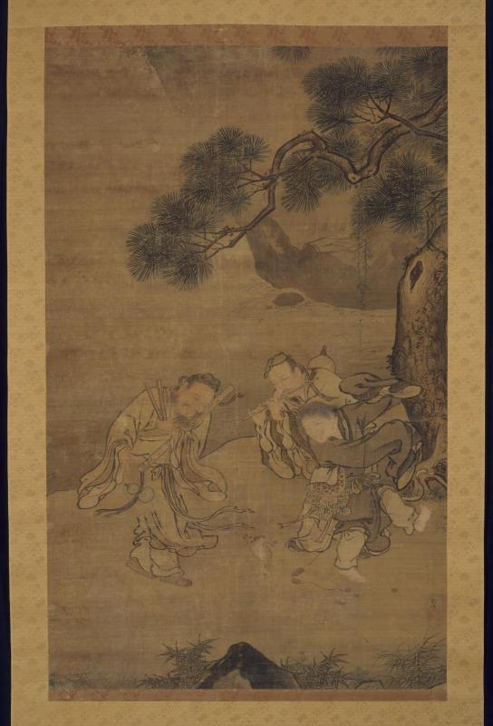 Three immortals dancing with a toad