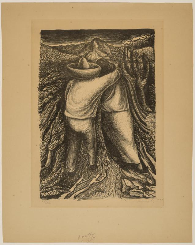 Untitled (couple embracing in landscape)