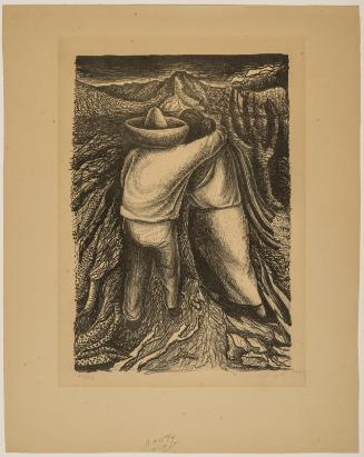 Untitled (couple embracing in landscape)