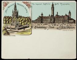 A Greeting from London.
Albert Memorial Kensington Gardens. The Imperial Institute South Kensington.