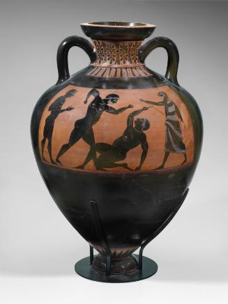 Pseudo-Panathenaic vase (amphora) depicting a pankration match