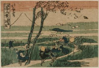 Ejiri in Suruga Province (Sunshû Ejiri), from the series Thirty-six Views of Mount Fuji (Fuji sanjûrokkei), based on Thirty-six Views of Mount Fuji (Fugaku sanjûrokkei)