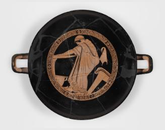Drinking cup (kylix) with woman washing at a basin (louterion)