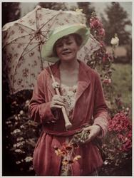 Ethel Prague with Umbrella, Long Island, c1910