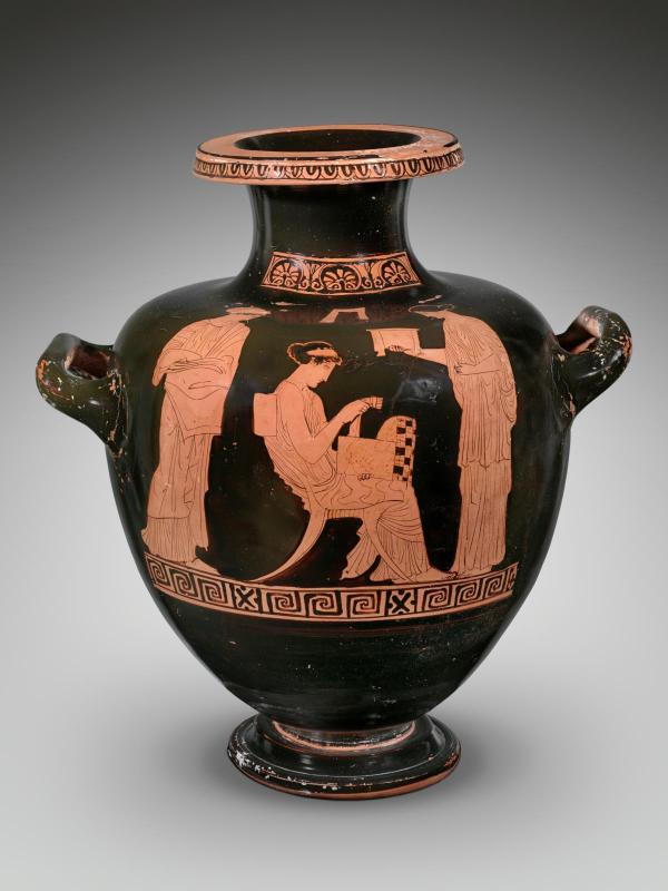 Water jar (hydria) with three women in a domestic scene