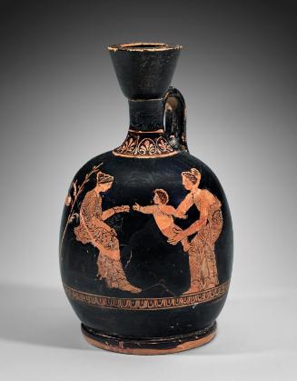 Oil flask (lekythos) with women and children