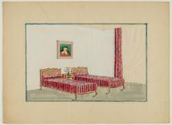 Interior decoration study for a bedroom with two twin beds