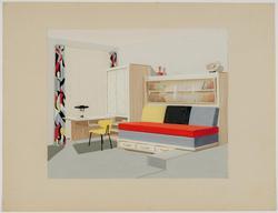 Interior decoration study for a modern student bedroom