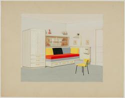 Interior decoration study for a modern student bedroom