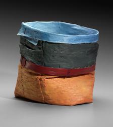 Painted bark basket