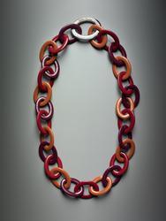 Red, Orange, & Purple Link Resin Necklace