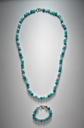 Blue/White Bead Necklace and Bracelet